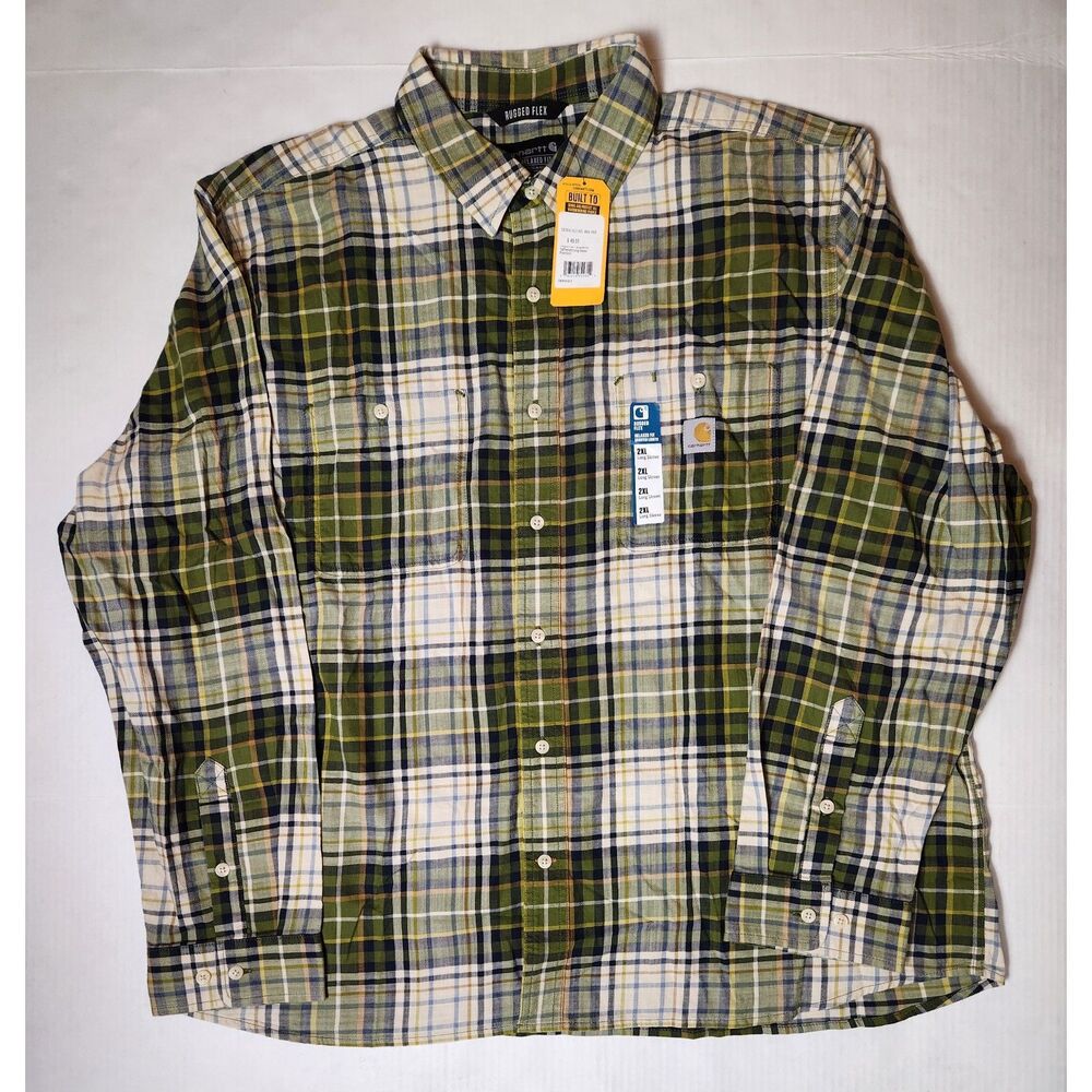 Carhartt Rugged Flex Relaxed Fit Plaid Long Sleeve Shirt Men’s 2XL